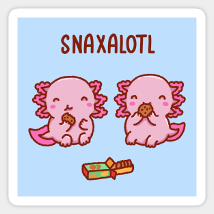 Cute axolotls snacking on some cookies, snaxalotl Sticker